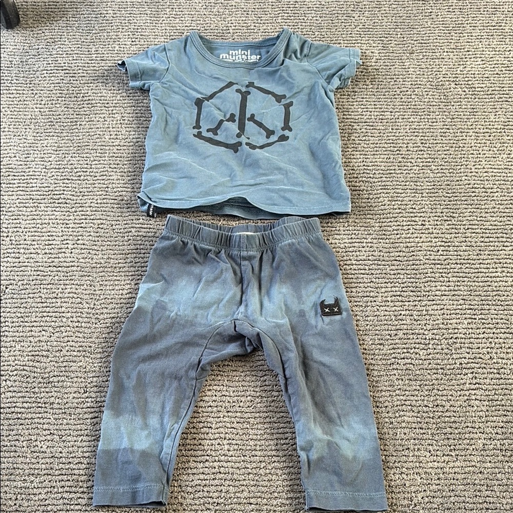Mini Munster Blue Graphic T-Shirt and Pants Set